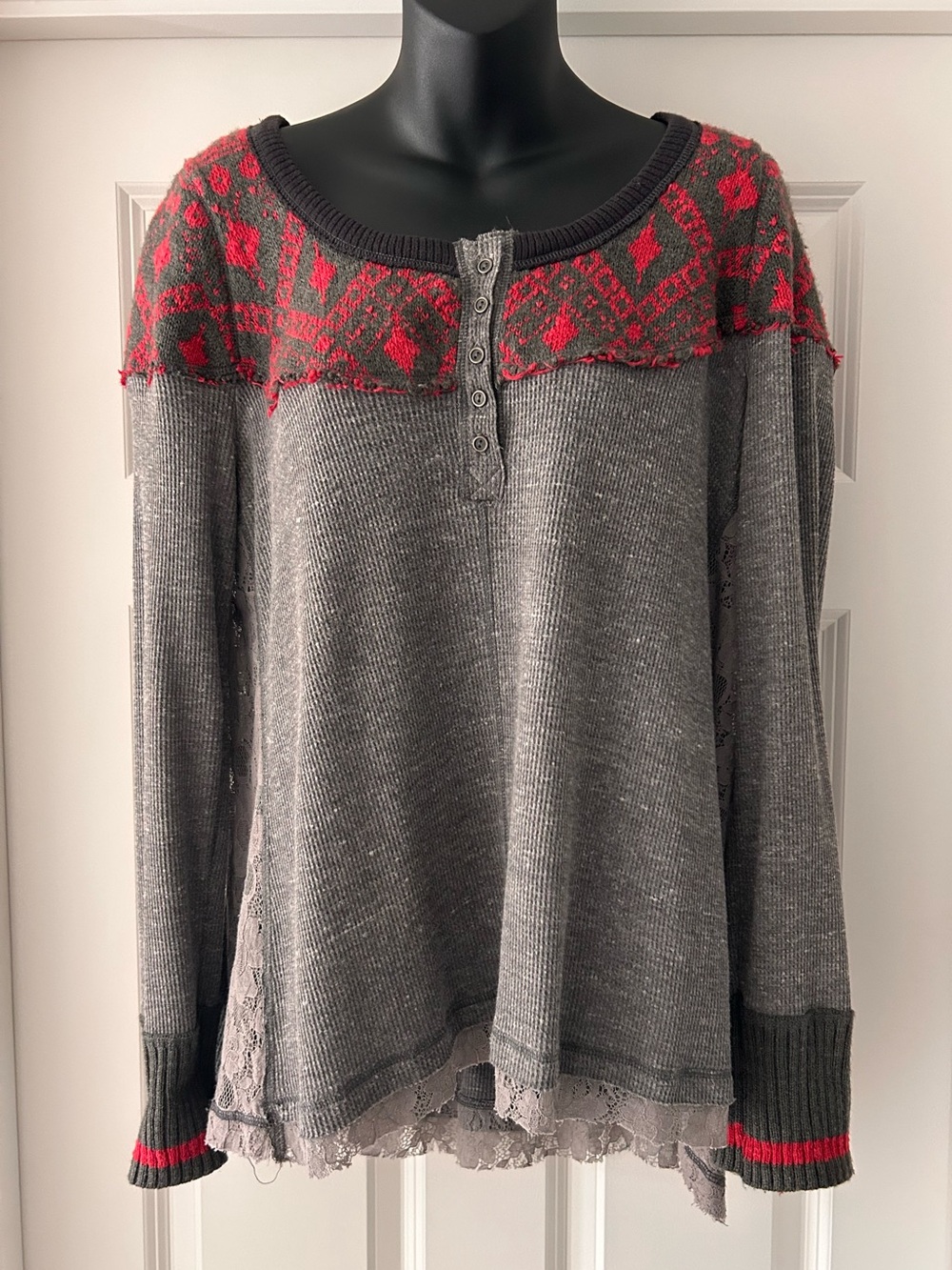 We The Free Gray Henley swing top